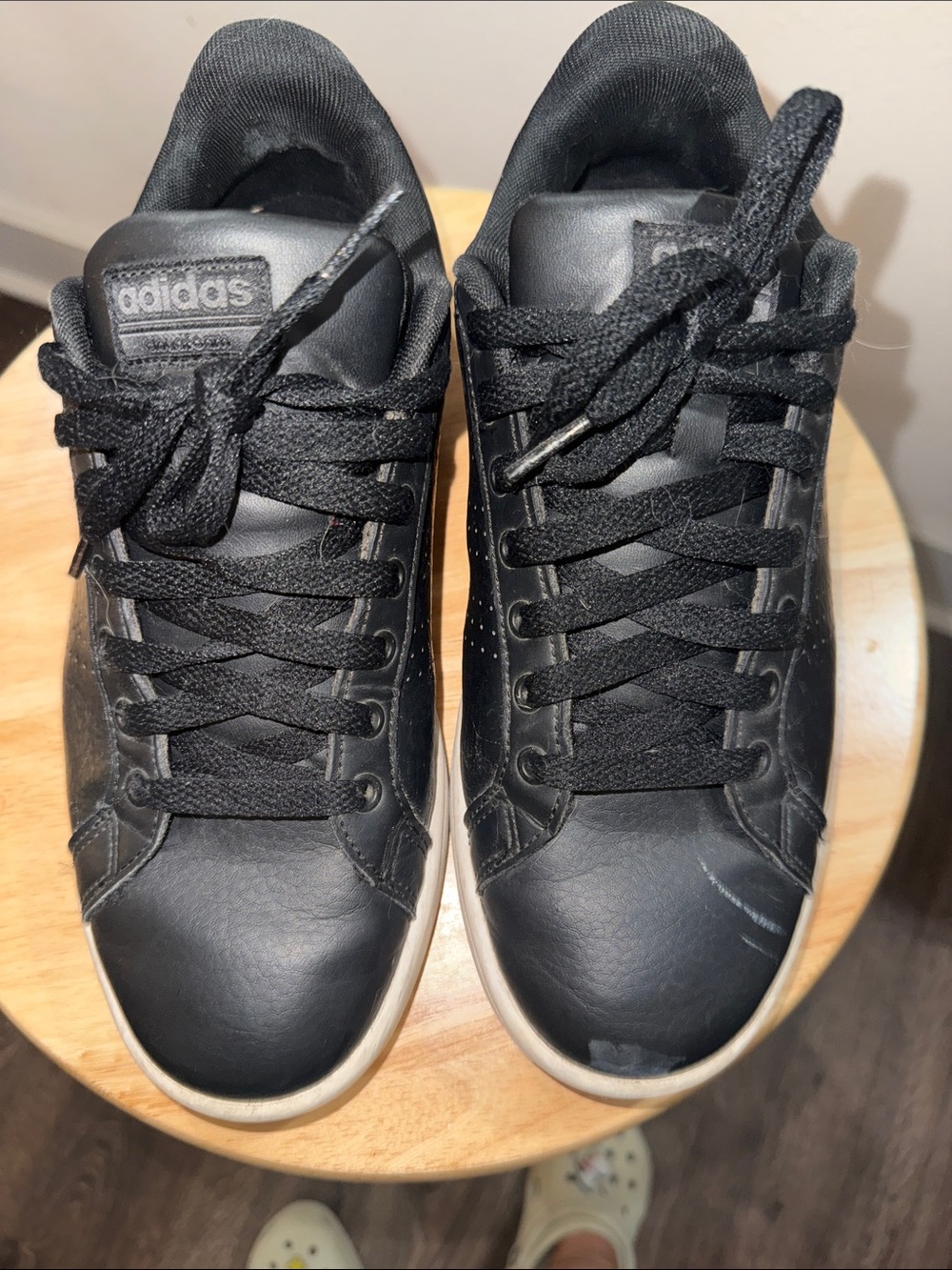 adidas Black Low-Top Leather-Style Men’s Sneakers